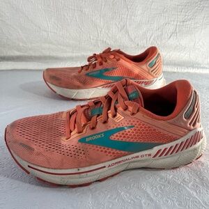 Brooks Adrenaline GTS 22 Womens Athletic Running Shoes Size 10 Orange 1203531B